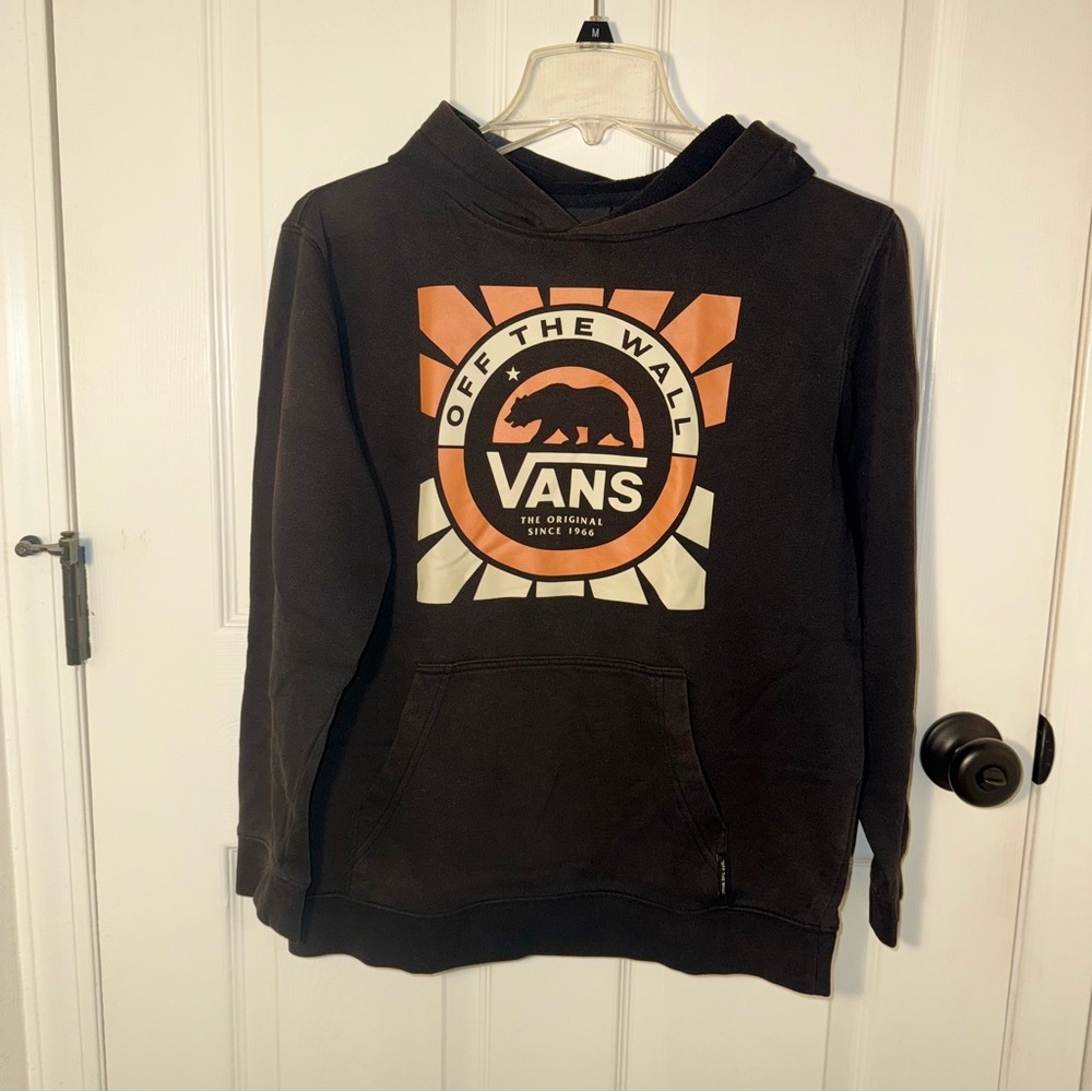 Vans Black Hoodie with Orange and White Logo